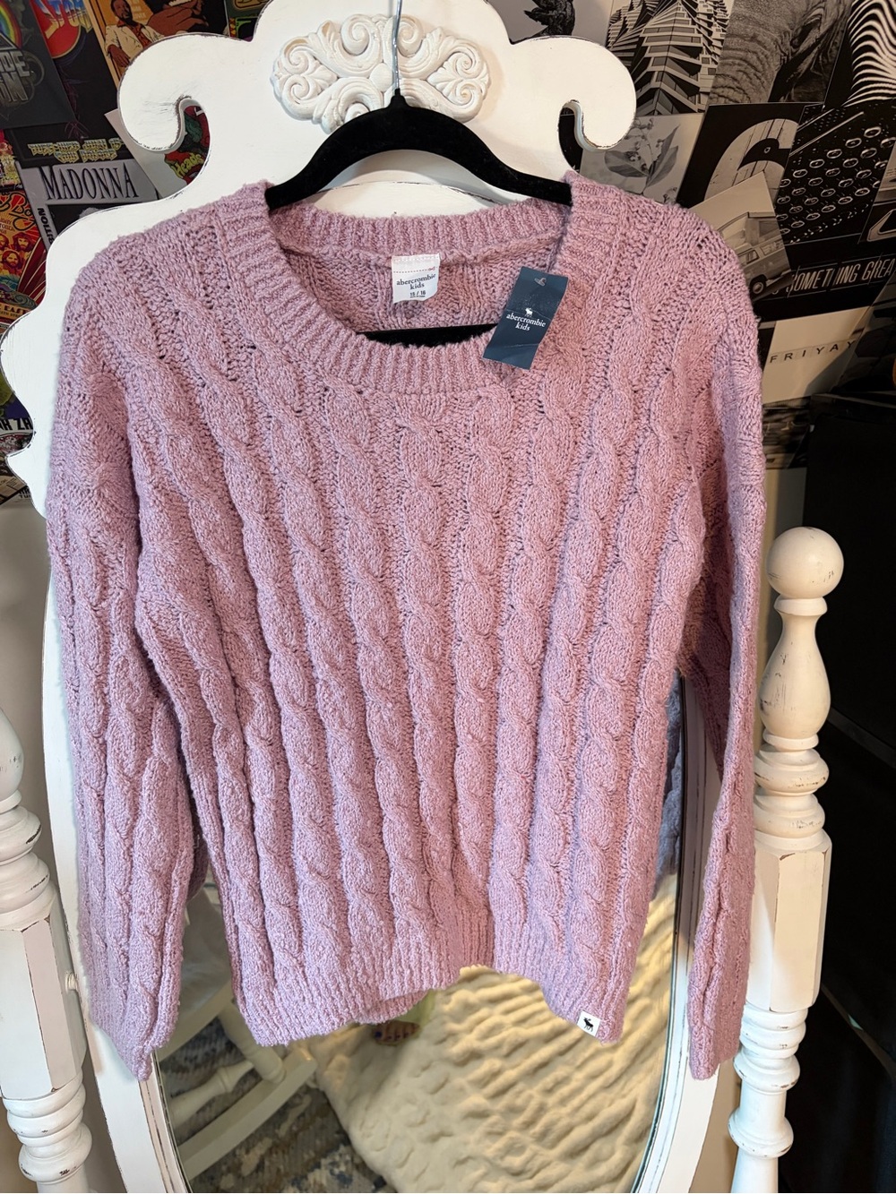 Abercrombie & Fitch Women’s Cable Crew Sweater - Dusty Pink